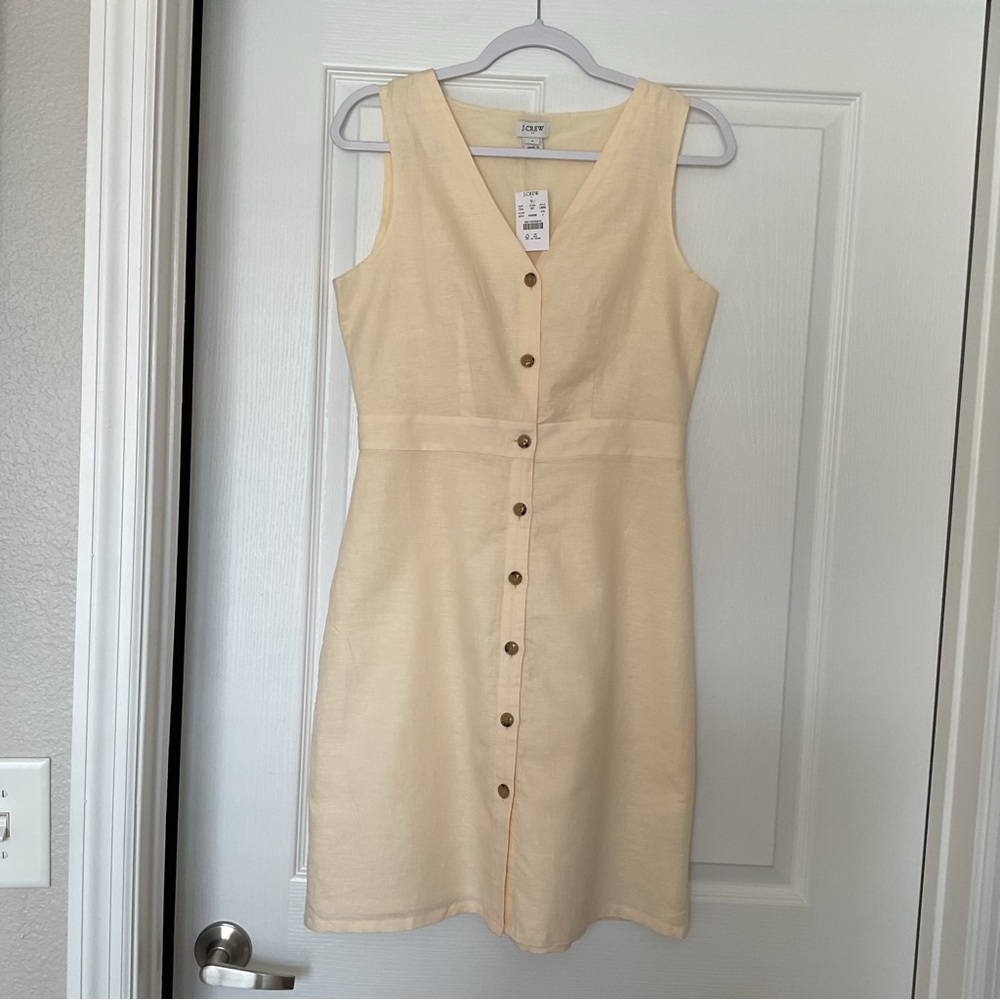 J. Crew Cream Button-Front Mini Dress